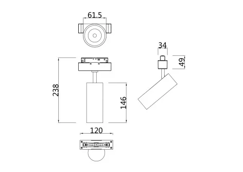 Трековый светильник Technical TR019-2-15W3K-MG  фото 2